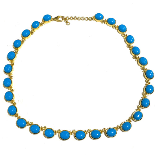 Kingman Turquoise and Sterling Silver Gold Plate Necklace