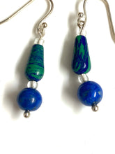 Sterling Silver Lapis Lazuli and Azurite Earrings