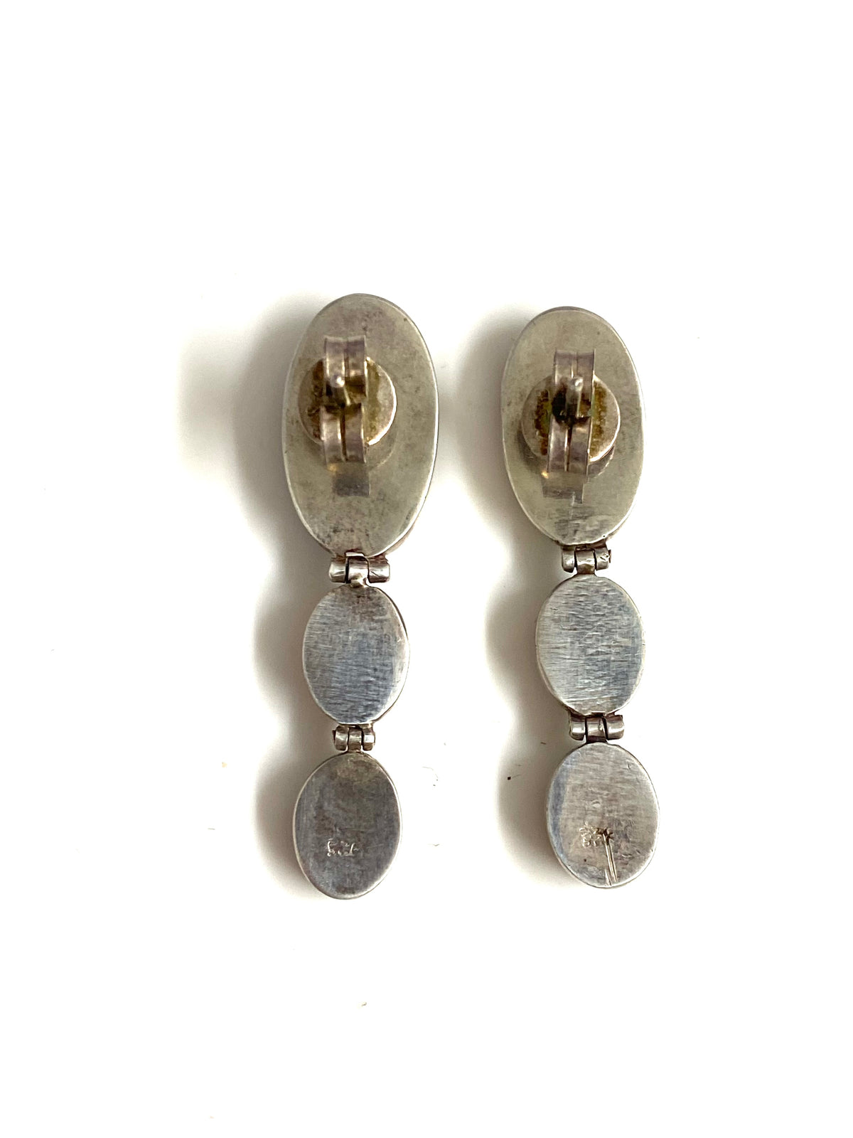 Sterling Silver Solid Opal Short Drop Earrings