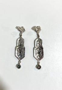 Sterling Silver Marcasite and Paua Shell Drop Earrings