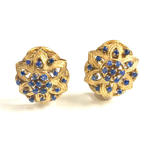 18ct Gold Sapphire Clip On Earrings