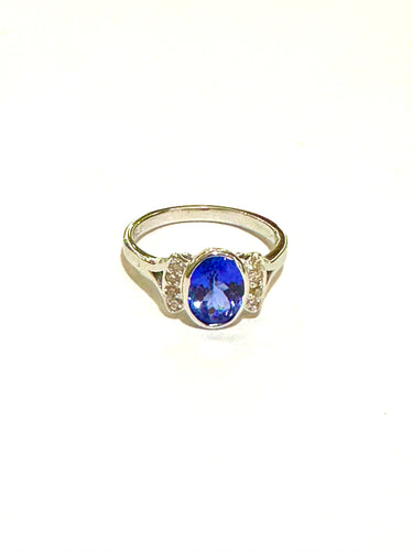 9ct White Gold Tanzanite and Diamond Ring