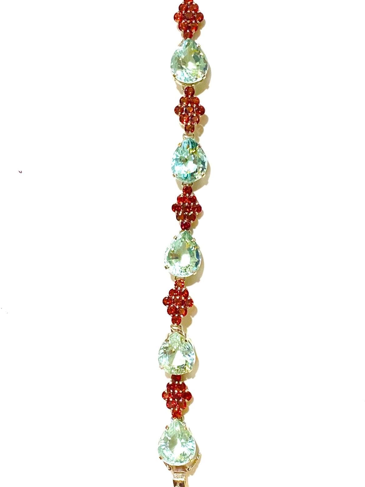 Green Citrine  & Garnet Sterling Silver Bracelet