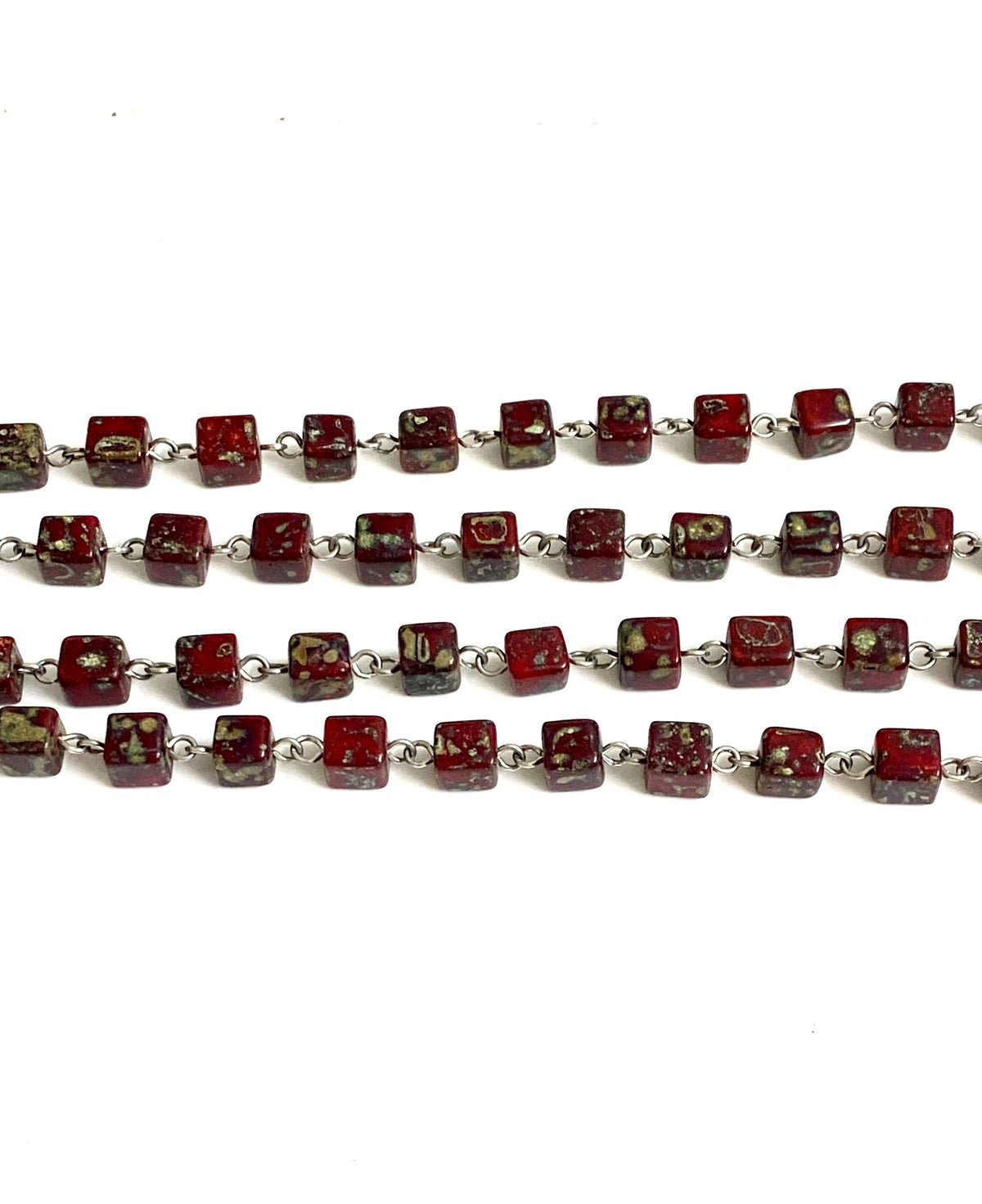 Vintage Czech Glass Brown Square chained Beads