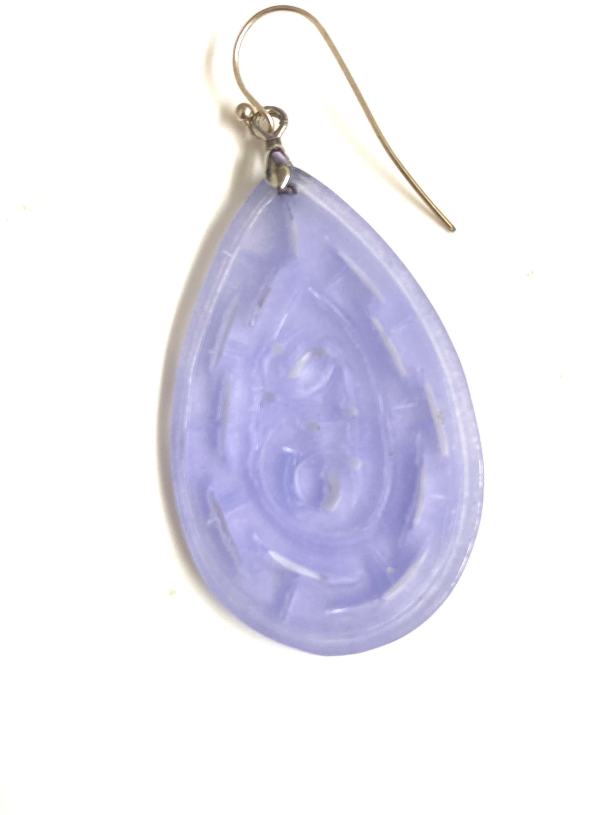 Sterling Silver Teardrop Shaped Lavender Jade Earrings