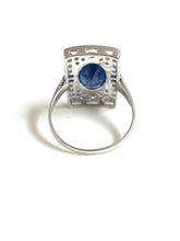 9ct White Gold Sapphire and Diamond Art Deco Inspired Ring