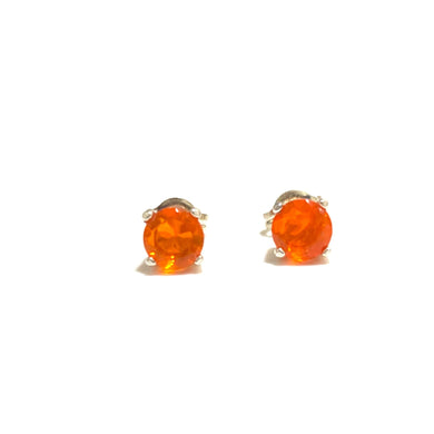 Sterling Silver and Mexican Fire Opal Stud Earrings