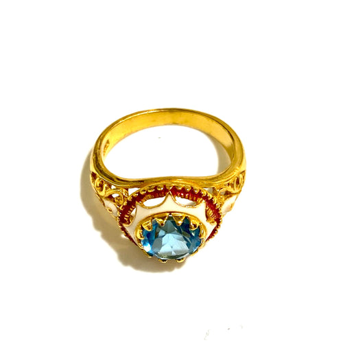 Brass Gemstone and Enamel Ring