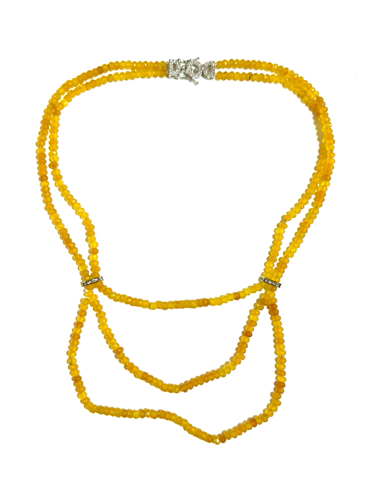 Faceted Yellow Beadded Agate Swag Necklace