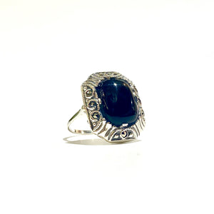 Sterling Silver Marcasite and Black Onyx Ring