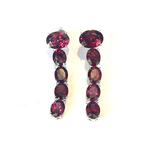 9ct White Gold Garnet Drop Earrings