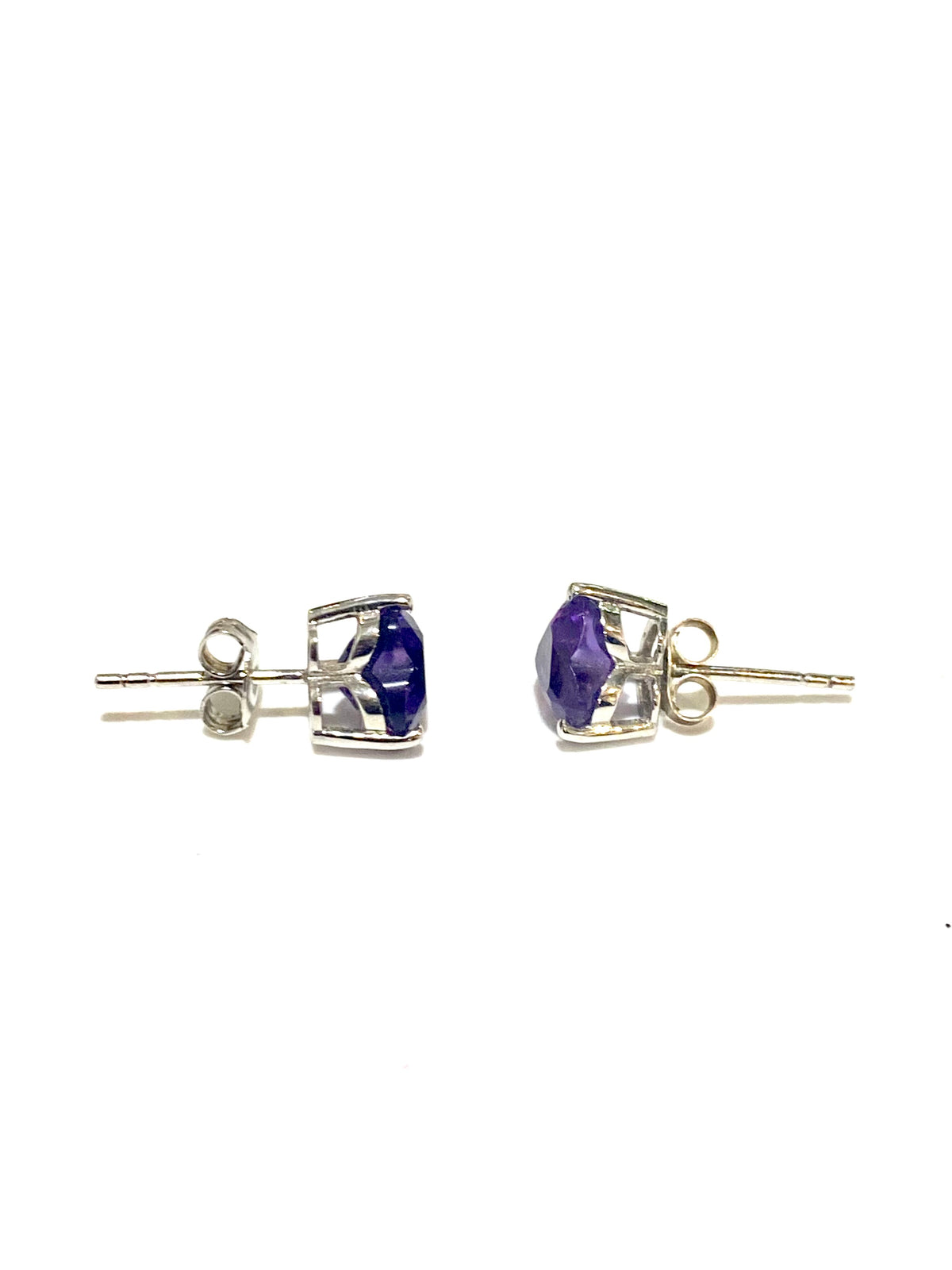 Sterling Silver Amethyst Heart Shaped Earrings