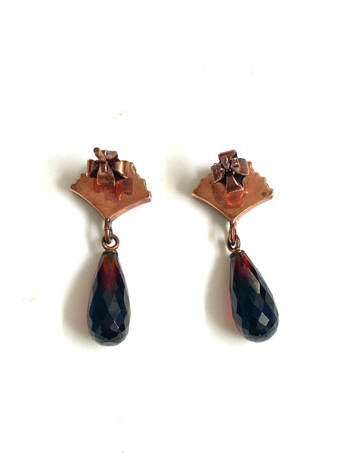 Sterling Silver Rose Gold Plated Garnet Earrings