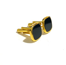 Gold Plate and Black Onyx Square Cufflinks