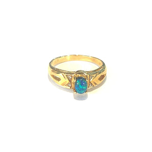 18ct Solid Australian Opal and Diamond Ring