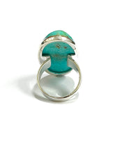 Long Oval Turquoise Cabochon Sterling Silver Ring