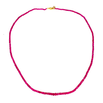 Graduated Natural Faceted Ruby Necklace with Gold Clasp