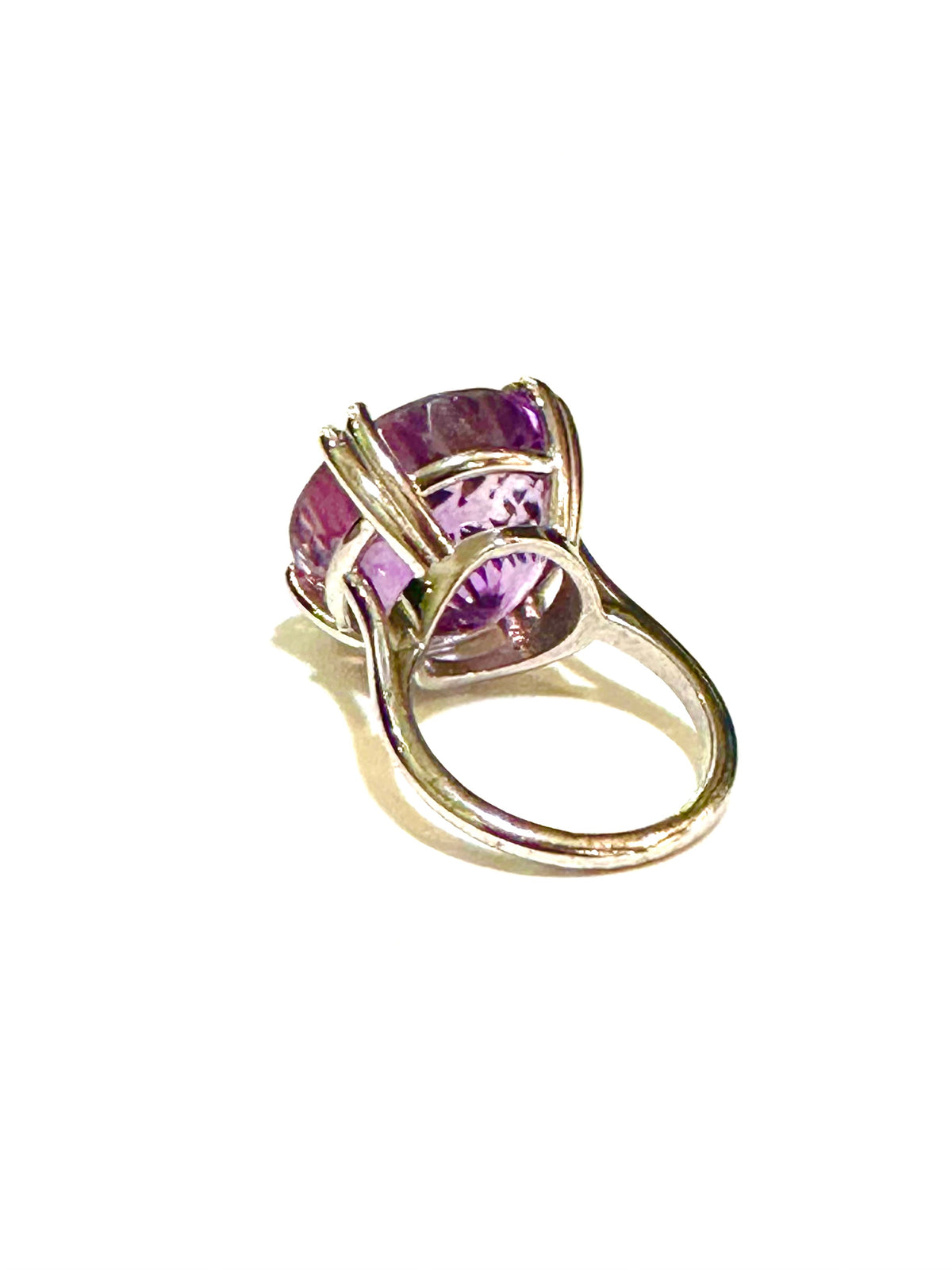 9ct White Gold Faceted Amethyst Ring