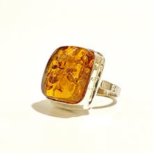 Sterling Silver Square Baltic Amber Ring