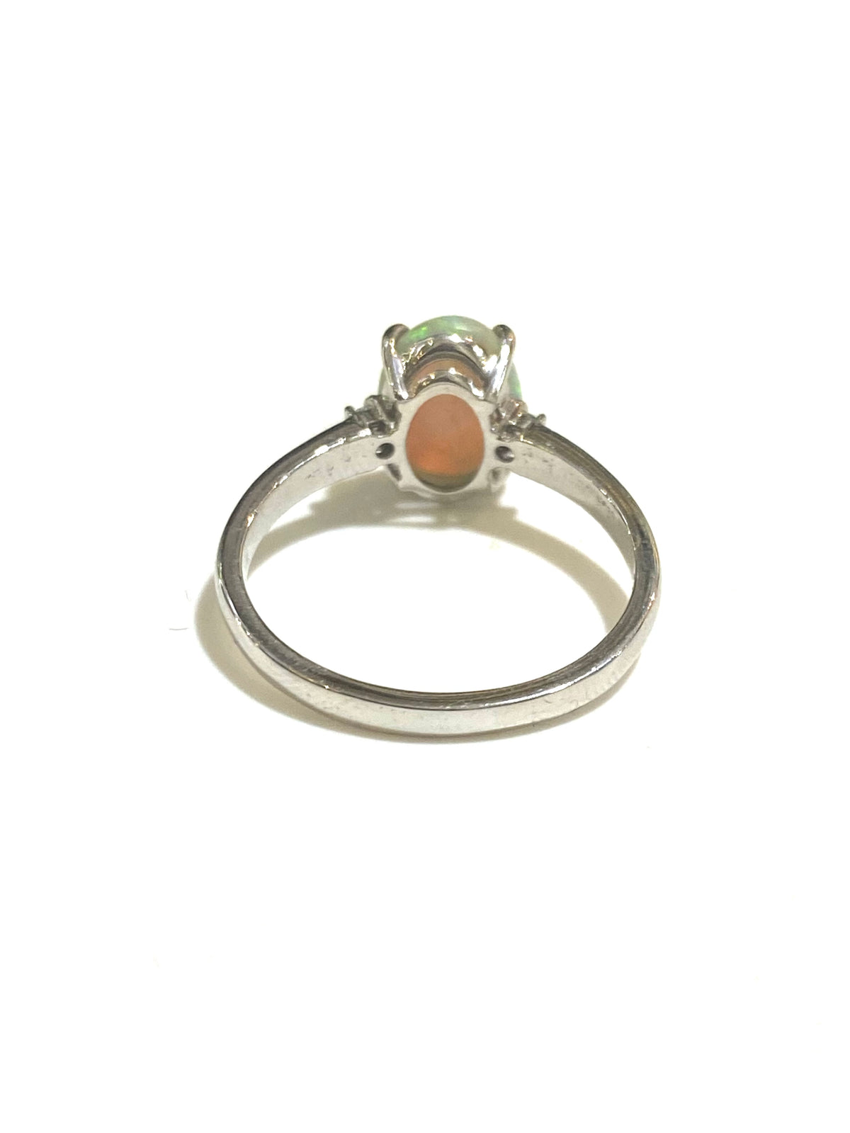 9ct White Gold 1.45ct Semi Black Solid Opal and Diamond Ring