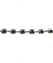 Sterling Silver Lapis Lazuli and Marcasite Bracelet