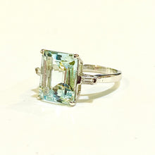 9ct White Gold Aquamarine and Baguette Diamond Ring