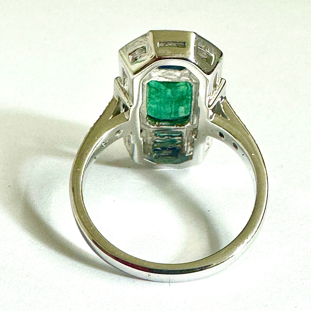 9ct White Gold Diamond, Emerald and Sapphire Ring