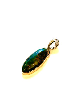 9ct Gold Oval Black Opal Pendant