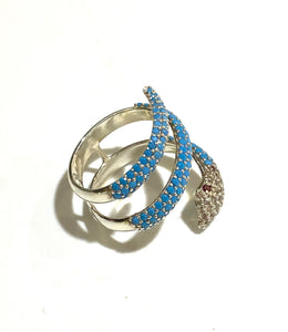 Sterling Silver and CZ Snake Ring