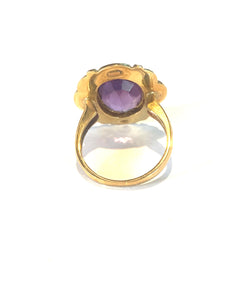 9ct Yellow Gold Amethyst Ring with Gold Engraving