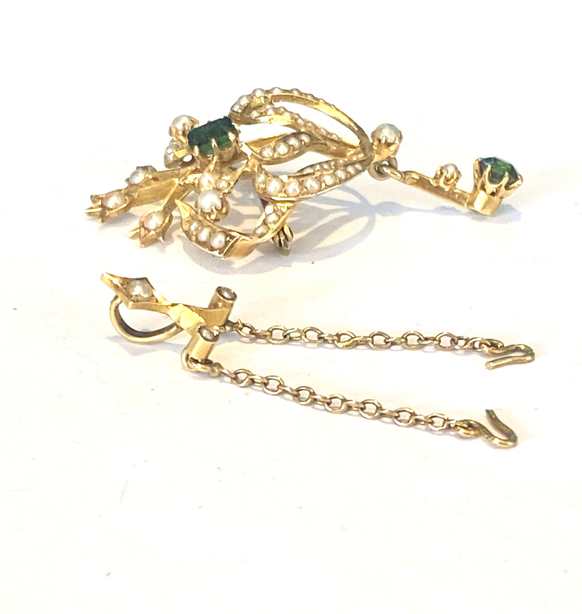 Tourmaline and Seed Pearl Collar Pendants