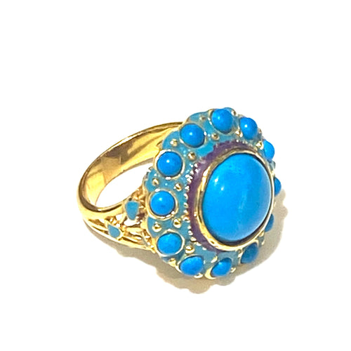 Turquoise and Brass Ring