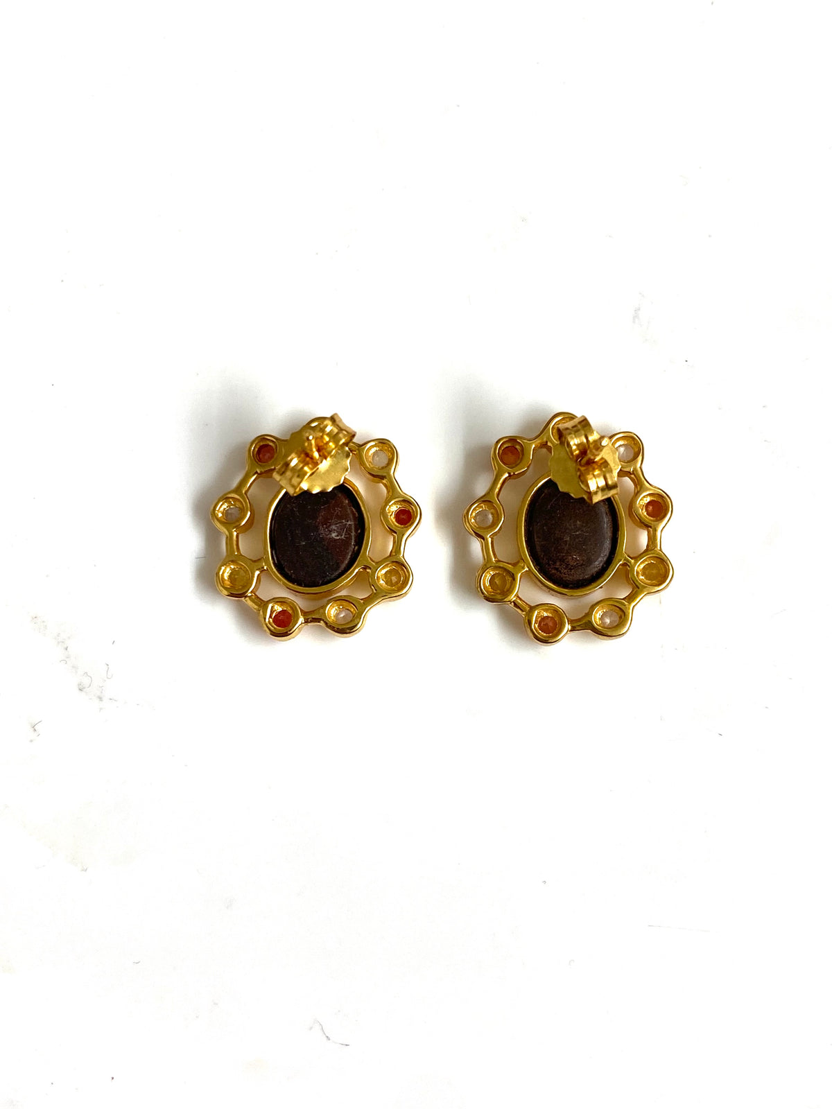 Australian Opal and Sapphire Stud Earrings