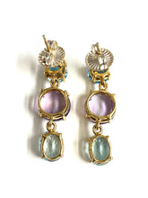 9ct Gold Amethyst and Topaz Earrings