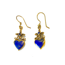 Brass Lapis Lazuli Heart Earrings