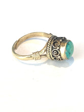 Engraved Sterling Silver Turquoise Ring