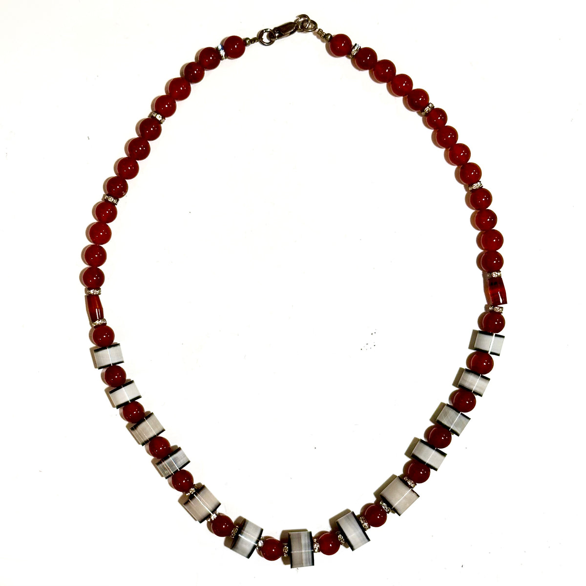 Carnelian and Banded Agate Beaded Necklace