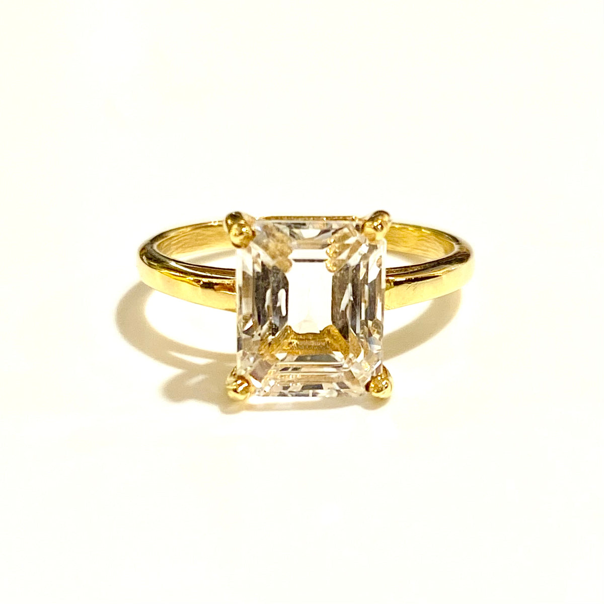9ct Yellow Gold White Spinel Solitaire Ring