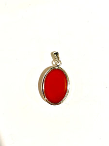 Carnelian Oval Sterling Silver Pendant