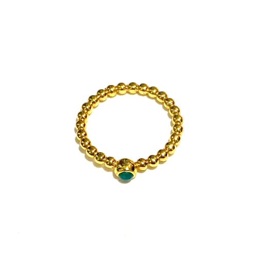 Brass Gold Plate Green Onyx Ring