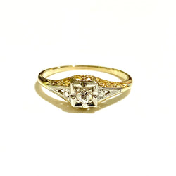 Antique 18ct Yellow Gold and Platinum Diamond Ring