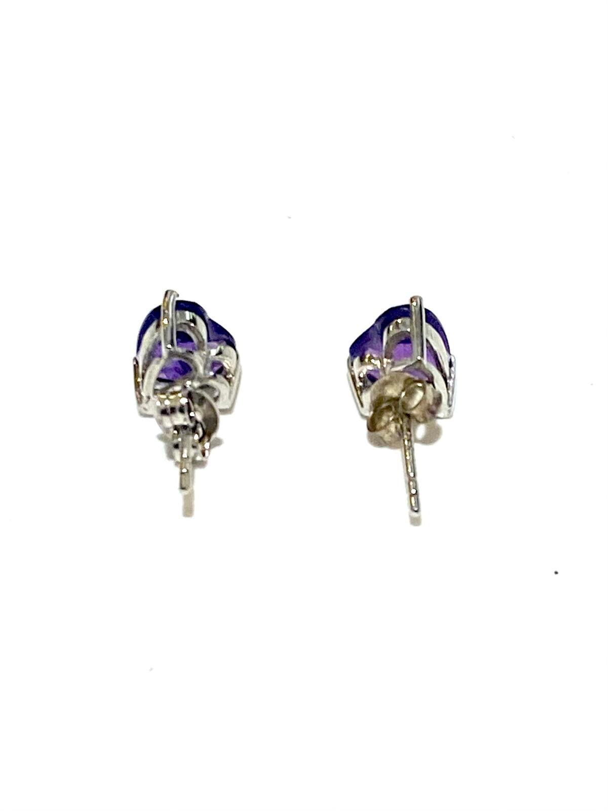 Sterling Silver Amethyst Heart Shaped Earrings