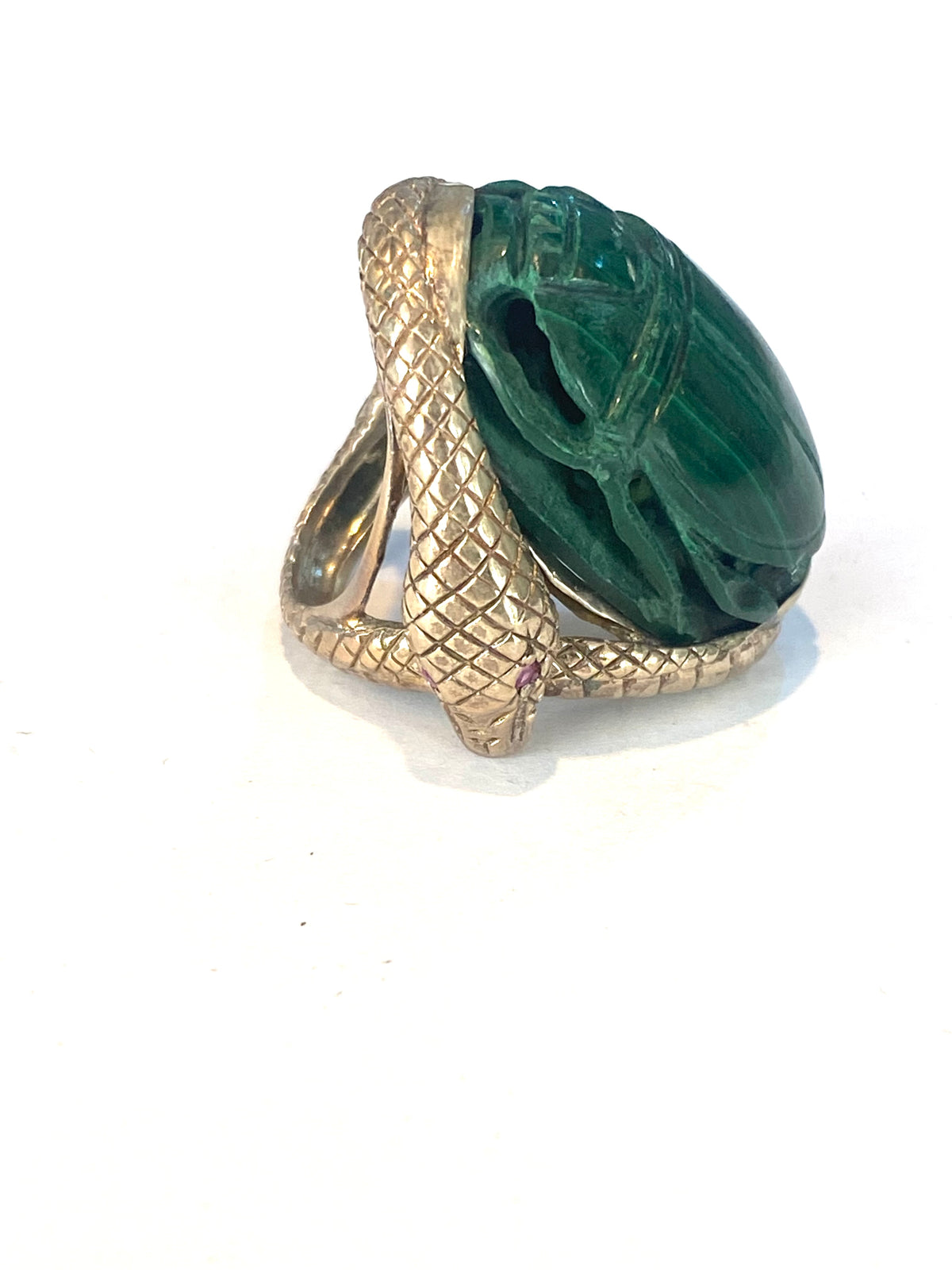 Sterling Silver Malachite Snake Ring