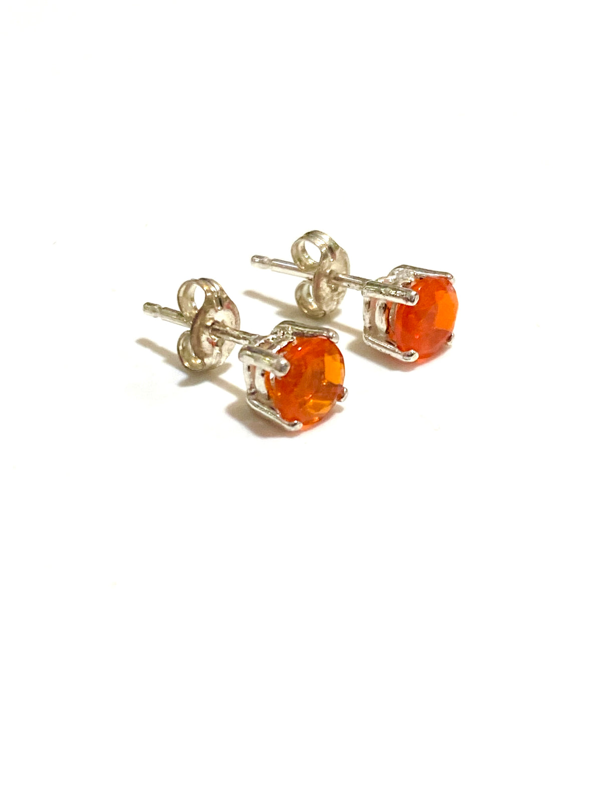 Sterling Silver and Mexican Fire Opal Stud Earrings
