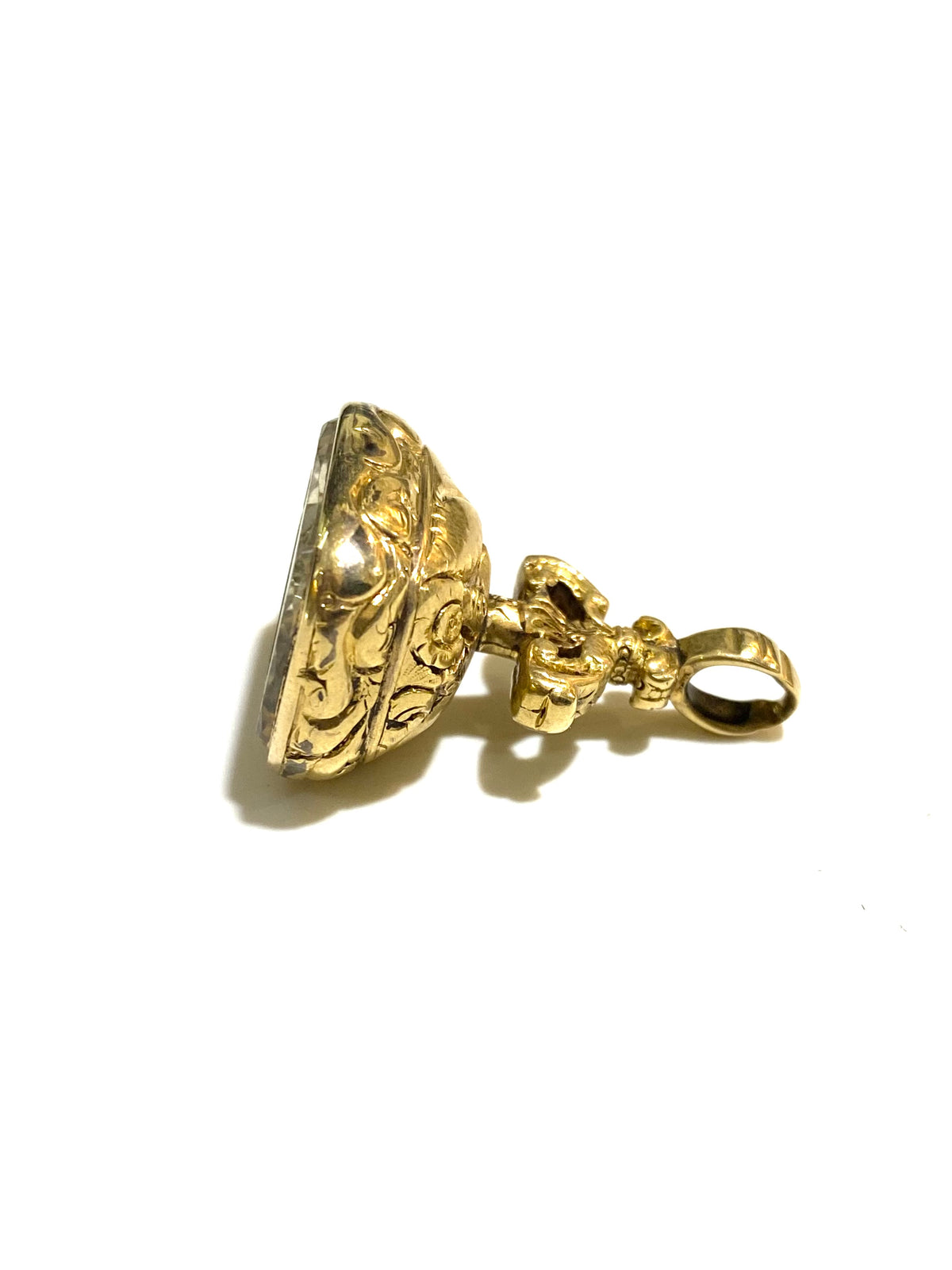 9ct Gold Rock Crystal Fob Pendant