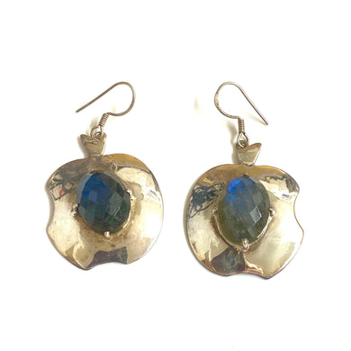 Rounded Sterling Silver and Labradorite Earrings