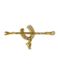 18ct Gold and Diamond Horseshoe Pin Brooch with Screw