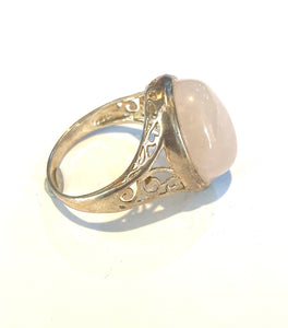 Sterling Silver Cabochon Rose Quartz Ring
