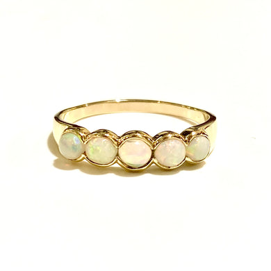 18ct Yellow Gold Opal Bridge Ring