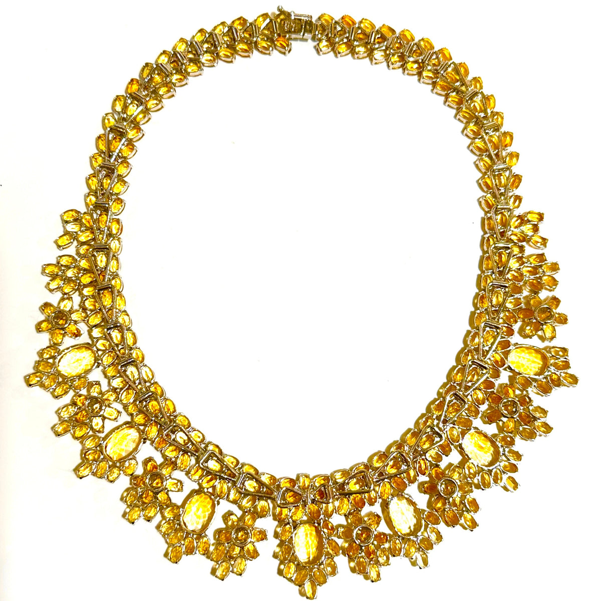 Sterling Silver Citrine Cluster Collar Necklace